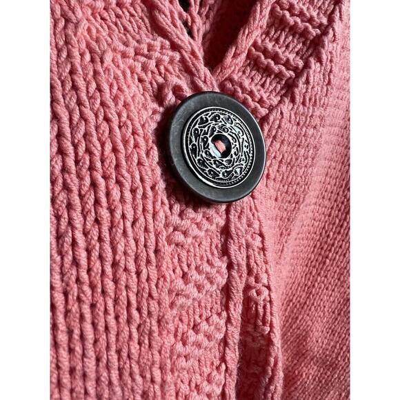 Soft Surroundings Cardigan petite Large Orange Crochet Open Knit women - Picture 5 of 6